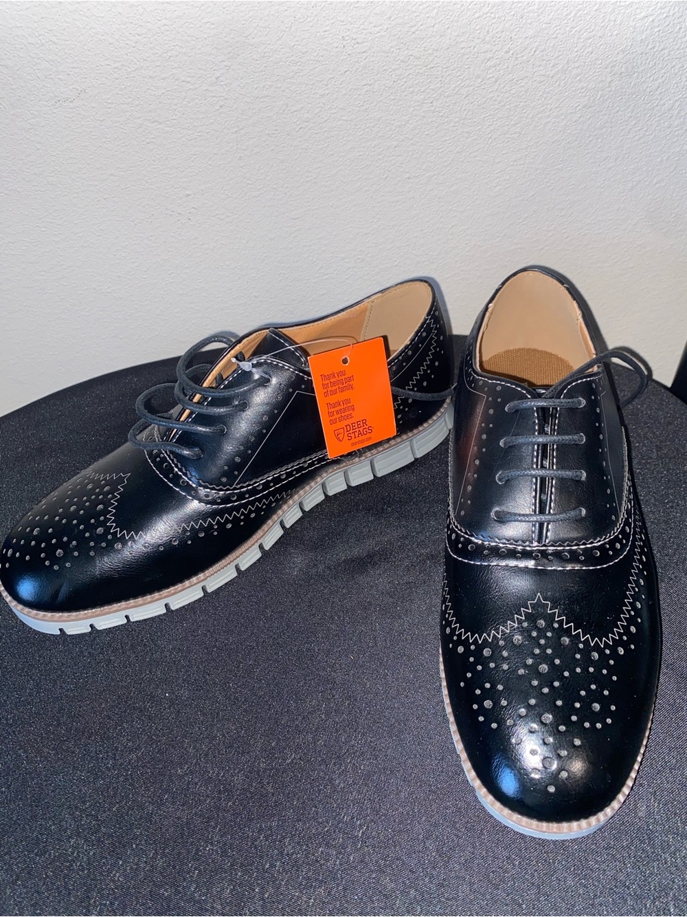 Kids Black Wingtip Lace-Up Dress Shoes